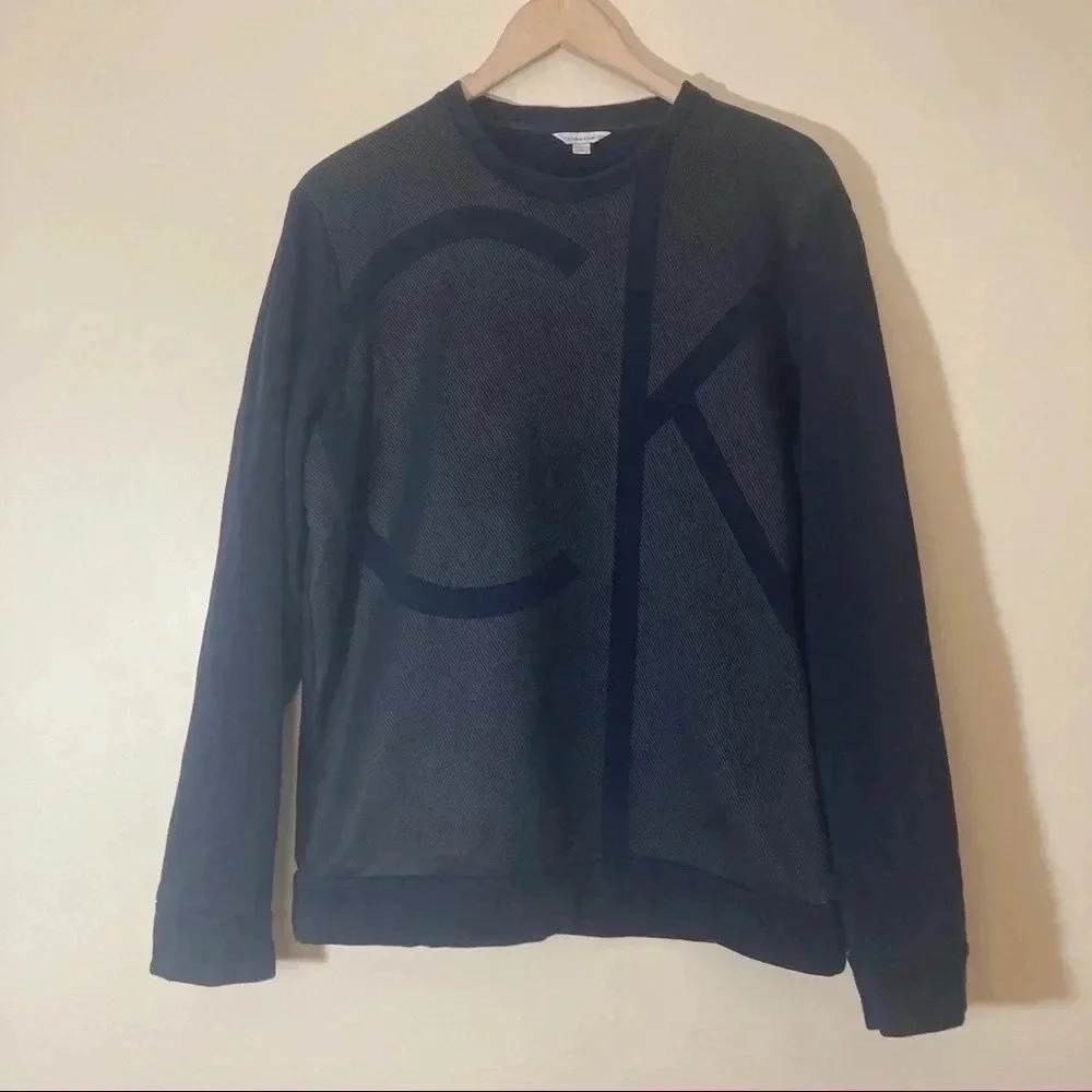 Calvin Klein grey striped navy sweatshirt